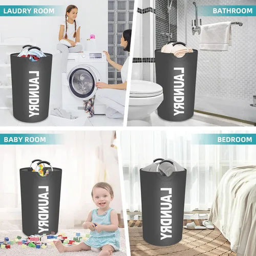 Miniatura 7 de StorageRight Cesta Grande de Ropa Sucia de 90L, Cesto de Ropa Sucia, Cesto de Ropa Sucia para Lavandería, Plegable, Cestas de Ropa Impermeables