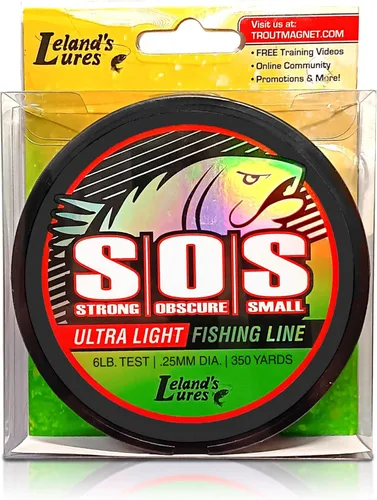 Trout Magnet Trout S.O.S. - Línea de pesca – Prueba de 2 libras, carrete de 350 yardas, 0.006 in de diámetro, la línea de pesca invisible de luz más