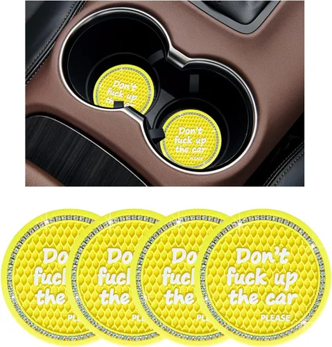 Miniatura 24 de Ziciner - 2 posavasos brillantes para auto, 2.75 pulgadas, antideslizante, inserción automática, tapete de cristal para mujeres y niñas, accesorio
