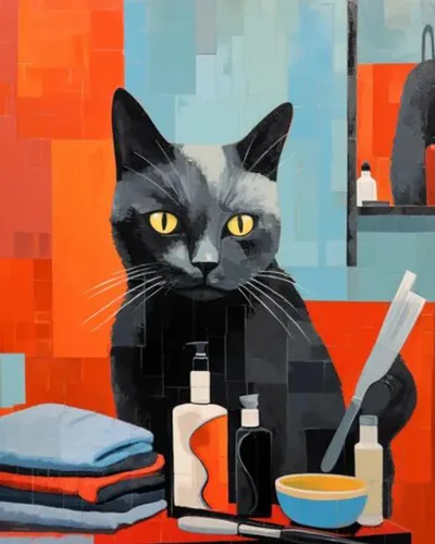 Pintura por números, corte de pelo de gato negro, lienzo profesional con pinceles, pinturas acrílicas, divertido graffiti de animales, pintura por