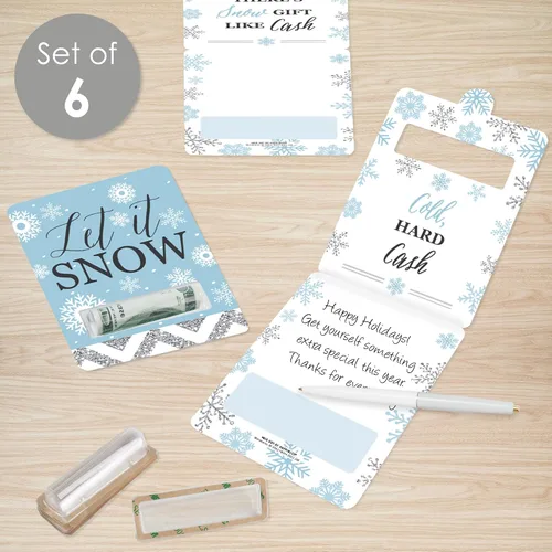 Miniatura 2 de Big Dot of Happiness Winter Wonderland - Juego de 6 tarjetas de dinero divertidas con diseño de copo de nieve para fiestas de vacaciones y boda