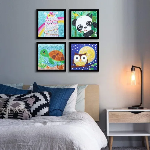 Miniatura 3 de CHWGLFGG Paquete de 6 kits de pintura de diamantes 5D para niños principiantes, kits de arte de diamantes lindos de taladro completo, arte de gemas