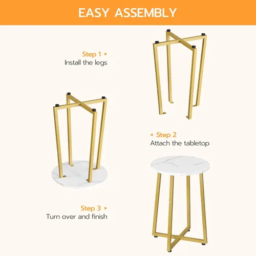 Miniatura 9 de HOOBRO - Mesa auxiliar redonda con pedestal de metal resistente, mesita de noche redonda de 15.7" para sala de estar, dormitorio, balcón, oficina