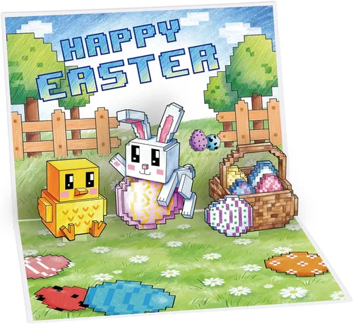 Miniatura 7 de D4DREAM Tarjeta desplegable de Pascua con sobre, 6 x 8 pulgadas, cesta de huevos de Pascua 3D, tarjeta de felicitación de conejo, ramo de flores