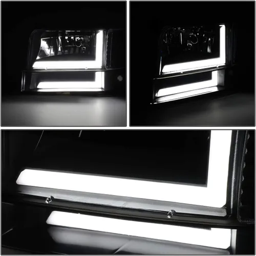 Miniatura 2 de DNA MOTORING Par de faros delanteros de barra de luz LED dual compatibles con 92-96 F150 F250 F350 Bronco, negro/ámbar, HL-LB-F15092-6P-BK-AM