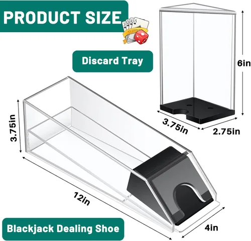 Miniatura 2 de Honoson Zapato de Blackjack y Bandeja de Descarte Zapato Dispensador de Cartas de Blackjack de Acrílico Transparente para Cartas de Juego Bandejas