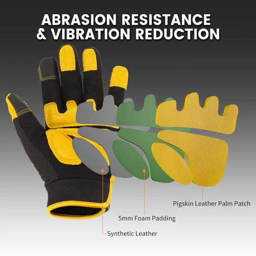Miniatura 2 de Guantes de trabajo para hombre, guantes mecánicos multifuncionales de servicio ligero, para exteriores, ajuste de rendimiento, pantalla táctil