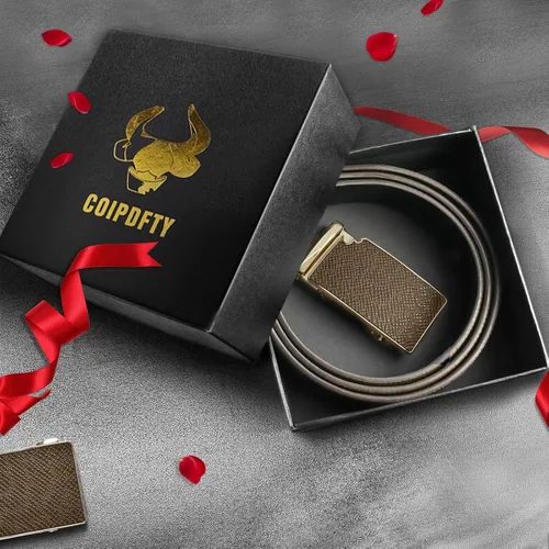 Miniatura 6 de Cinturones de cuero con trinquete para hombre, cinturón ajustable para jeans casuales