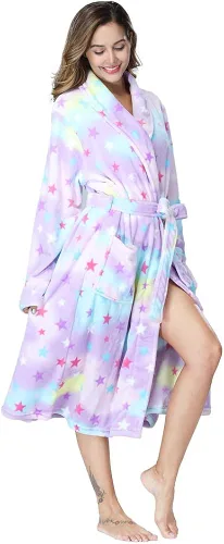 Miniatura 4 de RONGTAI - Bata de baño de vellón para mujer, batas afelpadas, largas y cálidas