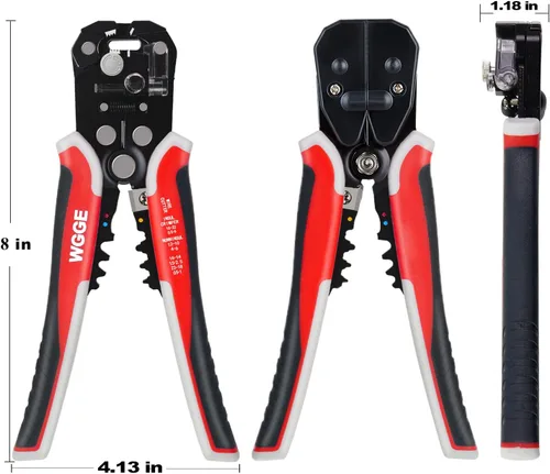 Miniatura 3 de WGGE WG-014 pelacables autoajustable con aislamiento, para pelar cables desde AWG 10-24, strippers automáticos con cortadores y buclera de 8