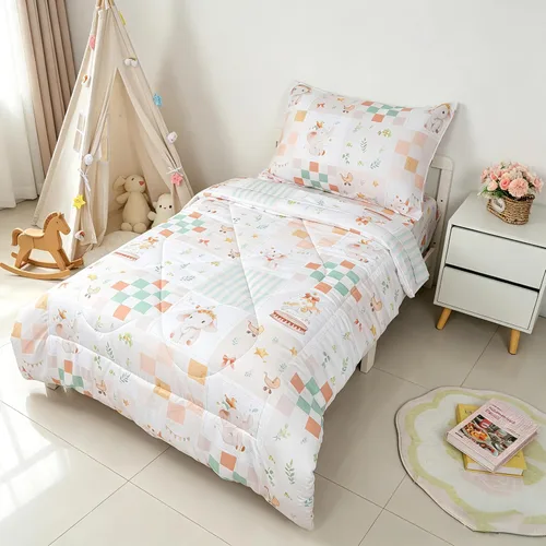 Miniatura 12 de SWESEN Juego de ropa de cama para niños pequeños, juego de ropa de cama azul espacial, suave y ligero de 4 piezas, incluye edredón, sábana encimera
