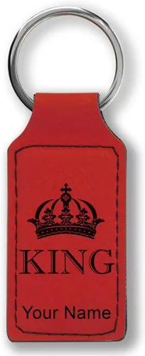 Miniatura 20 de Llavero rectangular, corona de rey, grabado personalizado incluido, Bambú