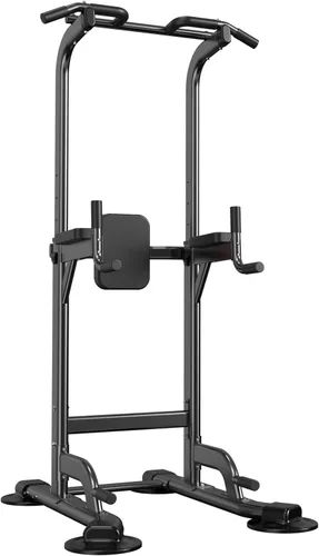 Power Tower - Estación de dominadas y inmersión de altura ajustable, multifunción para entrenamiento de fuerza en el hogar, estación de X