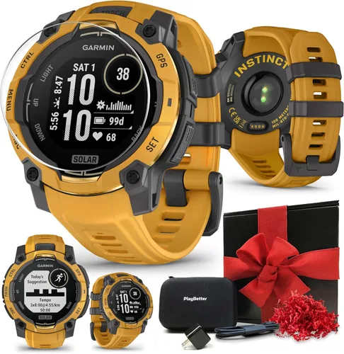 Miniatura 13 de PlayBetter Garmin Instinct 3 Alpine Rush AMOLED (citrino, 1.772 in) caja de regalo de reloj inteligente GPS para exteriores, linterna integrada