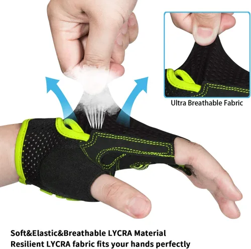 Miniatura 4 de MOREOK Guantes de ciclismo para hombres y mujeres almohadilla de gel transpirable antideslizante de 0.197in Guantes de ciclismo de medio dedo