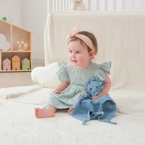Miniatura 5 de Manta Lovey Insular para Niños y Niñas, Manta de Seguridad de Muselina de Algodón Orgánico para Bebés, Toalla Suavizante y Transpirable Lovie