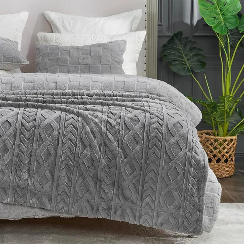 Miniatura 4 de Cozy Bliss - Manta decorativa de piel sintética, de jacquard, mullida, afelpada, suave, gruesa y de verano, para sofá, sala de estar y dormitorio
