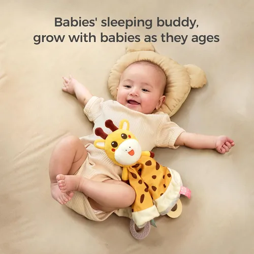 Miniatura 5 de TUMAMA - Manta de seguridad para bebé, manta de terciopelo suave con lunares de peluche y anillos de dentición, artículos esenciales para recién