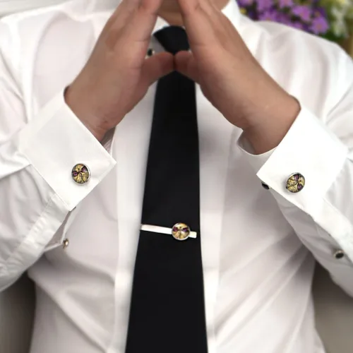 Miniatura 6 de Zunon - Gemelos y clip para corbata con diseño de notas musicales