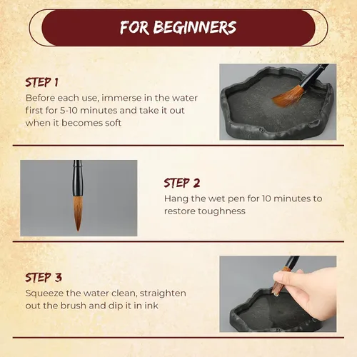 Miniatura 4 de 3 piezas de caligrafía china cepillo de escritura Sumi cepillo de dibujo tradicional chino bolígrafos de madera acuarela pincel para principiantes