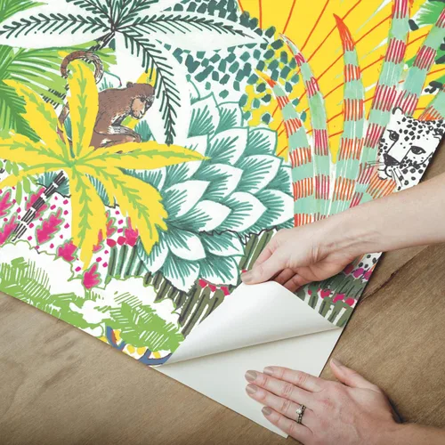 Miniatura 5 de RoomMates Tamara Day RMK12532RL - Papel tapiz autoadhesivo amarillo Jungle Vibe