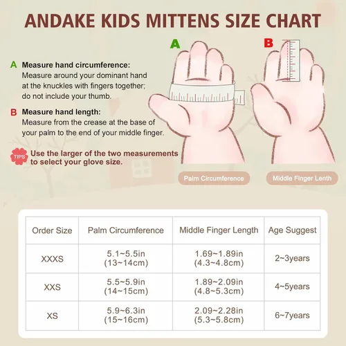 Miniatura 3 de Andake Guantes de esquí para niños, impermeables y transpirables, guantes de nieve cálidos de invierno para edades de 4 a 7 años, para bebés y niños