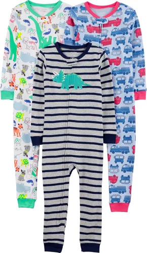 Miniatura 25 de Simple Joys by Carter's Pijama de algodón sin pies de ajuste cómodo para niños (3 unidades)