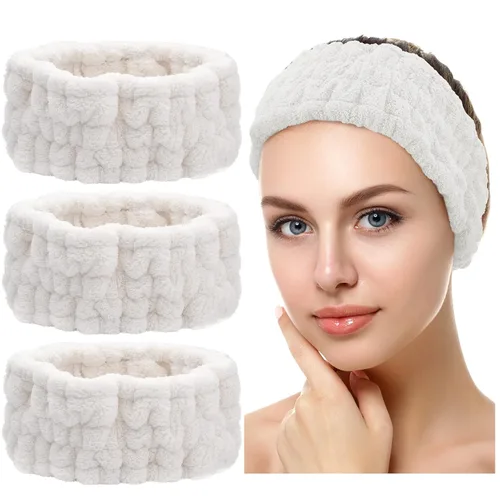 Miniatura 17 de Chuangdi 3 Piezas Diadema Elástica para Maquillaje, Yoga, Deportes, Ducha - Envoltura para la Cabeza para Mujeres y Niñas (Rojo, Azul, Morado)