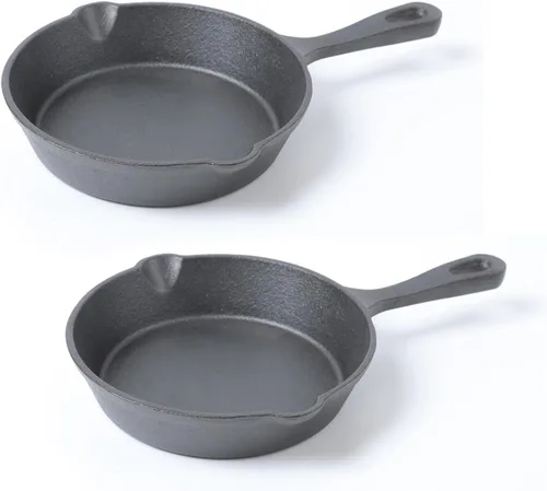 Miniatura 10 de HAWOK Sartén de hierro fundido, Dia.6 Inch Round Pan, Servidor de hierro fundido, Sartén, Pre-sazonado Black01