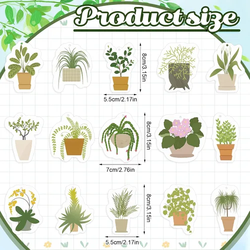 Miniatura 3 de 15 piezas de ambientadores de plantas colgantes divertidos, accesorios de plantas colgantes para espejo de coche, decoración de coche linda