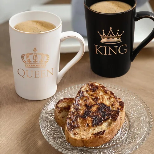 Miniatura 8 de Cabtnca Juego de tazas King and Queen, regalos para parejas para él y ella para Navidad, divertido juego de tazas de café para parejas, regalos