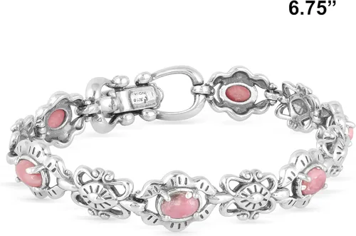 Miniatura 46 de American West Jewelry Pulsera de plata de ley con piedras preciosas de eslabones de concha, tallas pequeñas a grandes