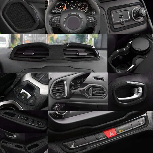 Miniatura 2 de Juego de 31 piezas de decoración interior de automóvil, accesorios de decoración para Jeep Renegade 2015-2018 (negro)