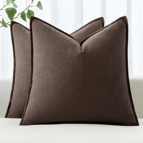 Miniatura 9 de MIULEE - Juego de 2 fundas de almohada decorativas de lino, estilo bohemio, rústico, neutral, para sofá, cama, 16 x 16 pulgadas, color marrón