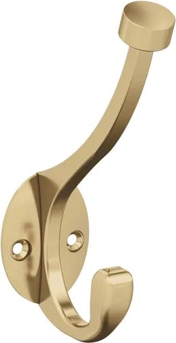 Amerock H55465BBZ | Gancho decorativo de doble punta Adare para pared | Gancho dorado champán para abrigos, sombreros, mochilas, bolsos | Ganchos