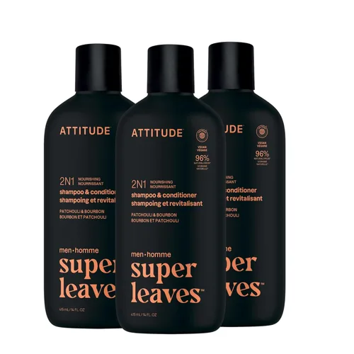 Miniatura 15 de ATTITUDE Champú y acondicionador 2 en 1 para hombre, nutritivo para cabello seco y cuero cabelludo, con pantenol y ginseng, 97% ingredientes