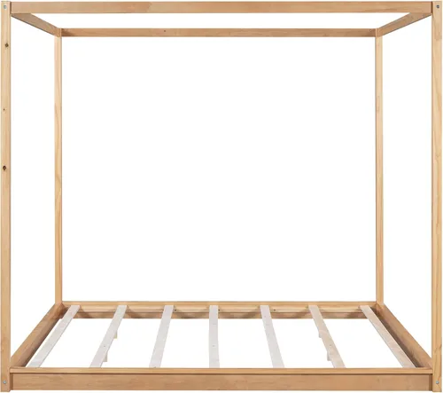 Miniatura 6 de Harper & Bright Designs Cama King con dosel de madera con 4 paneles de póster, marco de cama de suelo, cama de plataforma tamaño King para niños