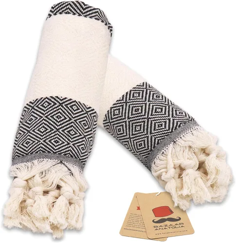 Miniatura 12 de Bazaar Anatolia Juego de 2 toallas de mano turcas para baño, 39 x 19 pulgadas, algodón, toallas de mano decorativas para cocina, té, yoga, cara