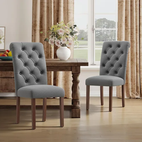 Miniatura 25 de MALOL Parsons - Juego de 4 sillas de comedor tapizadas copetudas, sillas de cocina con asiento acolchado y patas de madera maciza, sillas laterales