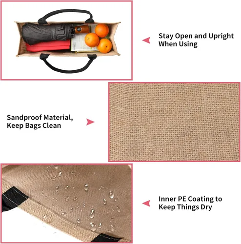 Miniatura 4 de Bolsa de playa grande para mujer con bolsillo frontal transparente, bonita bolsa de paja para uso en verano, bolsa de compras reutilizable