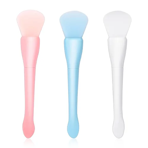 Aplicador de máscara facial, paquete de 3 cepillos de silicona suave para mascarilla facial de doble cabeza, aplicador de máscara de barro, cuchara