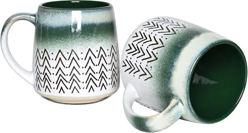 Miniatura 7 de Bosmarlin Juego de 2 tazas de café grandes de cerámica, 16 onzas, taza de té de cerámica azul grande para oficina y hogar, apta para lavavajillas