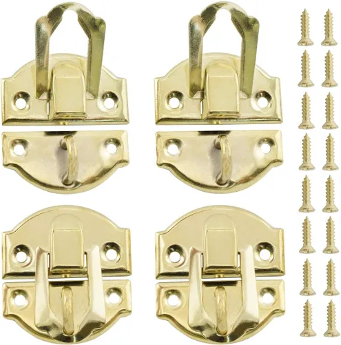 Miniatura 6 de SDTC Tech Paquete de 4 cerrojos decorativos de bronce antiguo retro con tornillos a juego para cajones de gabinete, manualidades de madera