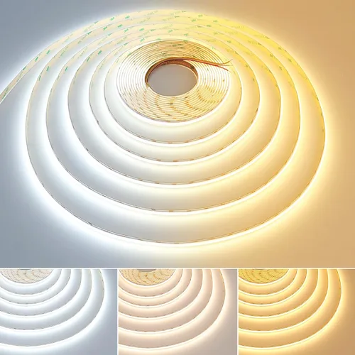 Miniatura 9 de GOMING 24V 10M(32.8ft) 3Pin 8mm Width CCT COB LED Strip 2700K-6500K Tunable White 576LED/M CRI 93+ Flexible IP20 Not Waterproof LED Tape Lights for