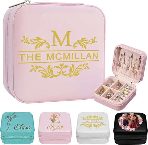 Miniatura 24 de Joyero de viaje personalizado para mujer, foto personalizada, nombre, logotipo, joyero, regalo de dama de honor, boda, cumpleaños
