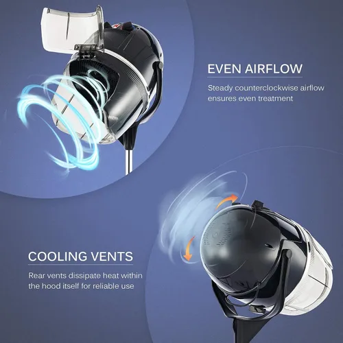 Miniatura 2 de Secador de pelo profesional Y-NOT con altura ajustable, casco con soporte de pie con ruedas para salón de belleza y spa en casa