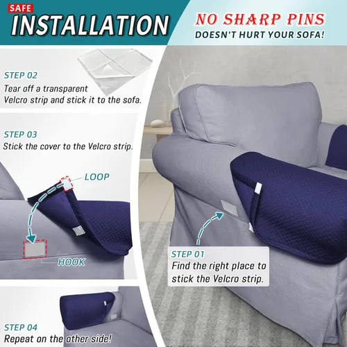 Miniatura 5 de Roytub Fundas para reposabrazos de sofá, fundas elásticas para reposabrazos de sofá, sillón, sofá biplaza, reclinable, funda para reposabrazos