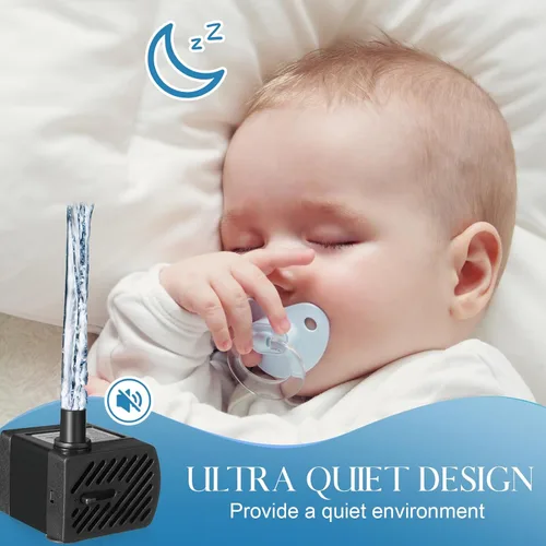 Miniatura 5 de Lounsweer Juego de 12 mini bomba de fuente de 50 GPH 3W pequeña bomba de agua sumergible con tubo de 3.3 pies aspirador eléctrico silencioso