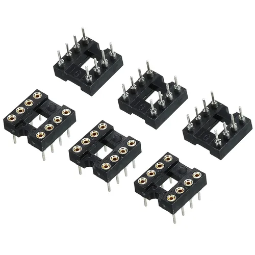 MECCANIXITY DIP IC Chip Adaptador de zócalo de Pin Redondo 8P 0.100 in Pitch IC Socket para PCB Board Chip, paquete de 6