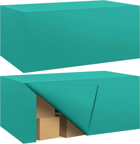 Miniatura 41 de Paquete de 2 manteles ajustados para mesa rectangular de 4 pies, 48 x 24 pulgadas, cubiertas de mesa verde manzana, tela de poliéster resistente al
